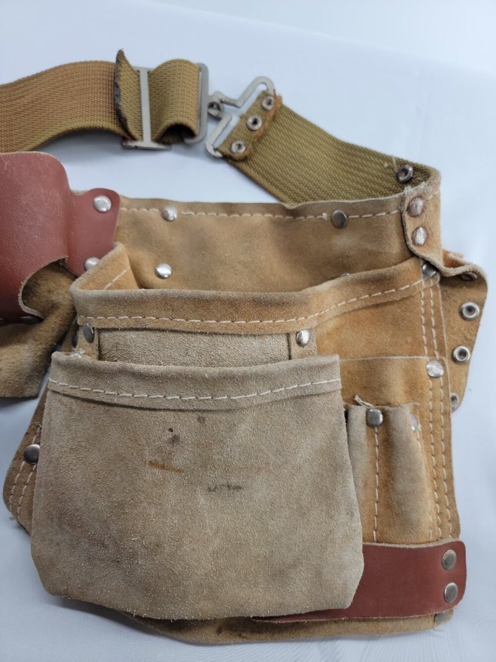 Buffalo Suede Leather Tool Belt Carpenter Electrician Pouch Rig Work Belt - Picture 4 of 7